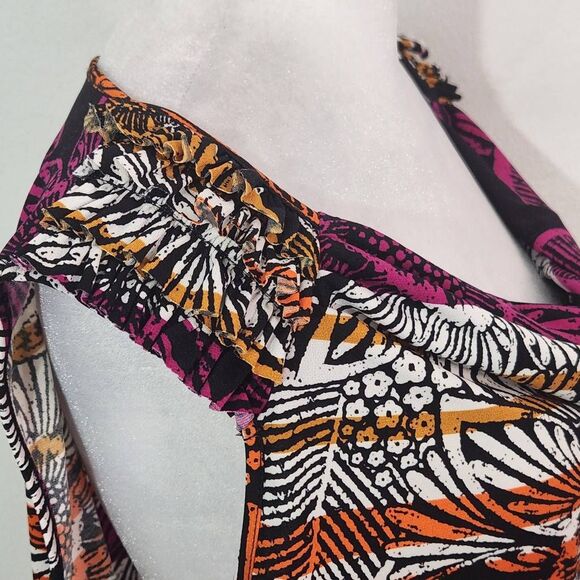 East 5th Colorful Cowl Neck Top Size Petite XL Multi-Color Sleeveless Blouse - Picture 3 of 7